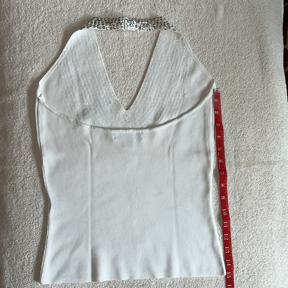 White Sequined Knit Halter Top - Picture 12 of 15
